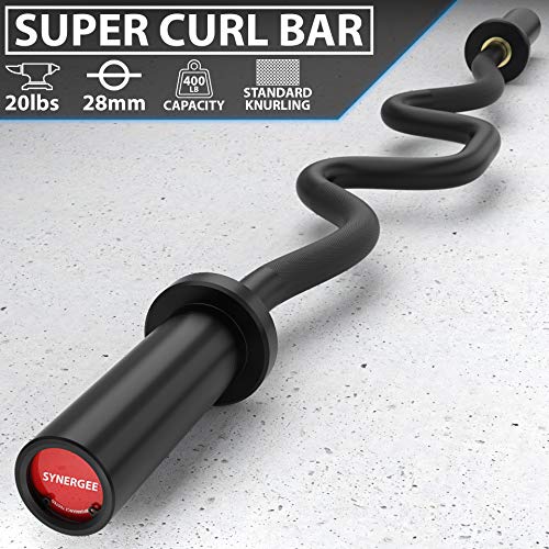 Synergee Commercial Super EZ Curl Bar Black - Olympic 28mm for Biceps & Triceps
