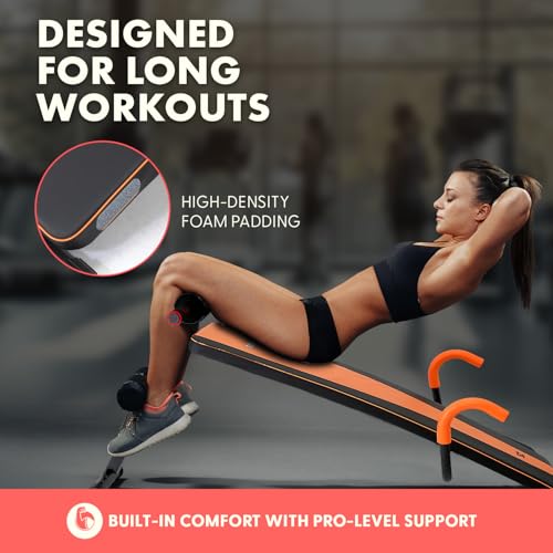Adjustable Sit Up Bench for Abs with Reverse Crunch Handle - Heavy Duty Core Workout Equipment