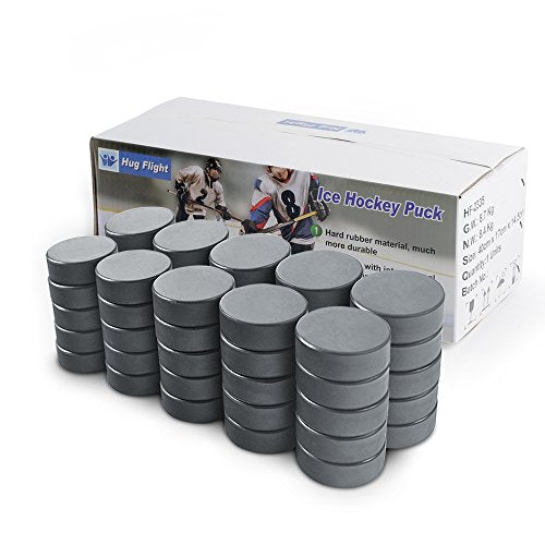 Bulk Hockey Pucks 50 Count for Ice Hockey Training & Competition - Durable Rubber