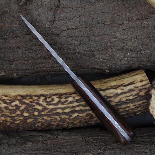Fixed Blade Utility Knife with Rosewood Handle & Sheath – Hunting & EDC Knife
