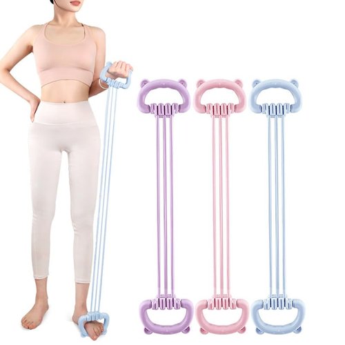Resistance Bands with Handles, Adjustable Figure 8 Exercise Bands Set 15-90LBS, 6 Tube Heavy Duty Workout Bands for Women, Home Gym, Physical Therapy, Strength Training & Full Body Fitness (Blue)