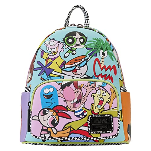 Cartoon Network Mini Backpack with Retro Collage Design - Vegan Leather, Adjustable Straps