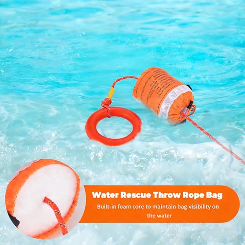 Water Rescue Throw Line Bag 50FT Reflective Rope Emergency Kayak Canoe Safety Gear