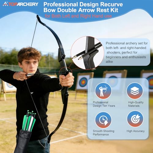 TOPARCHERY 30LBS Recurve Bow and Arrow Set for Adults & Youth - Takedown with 12 Arrows, Accessories
