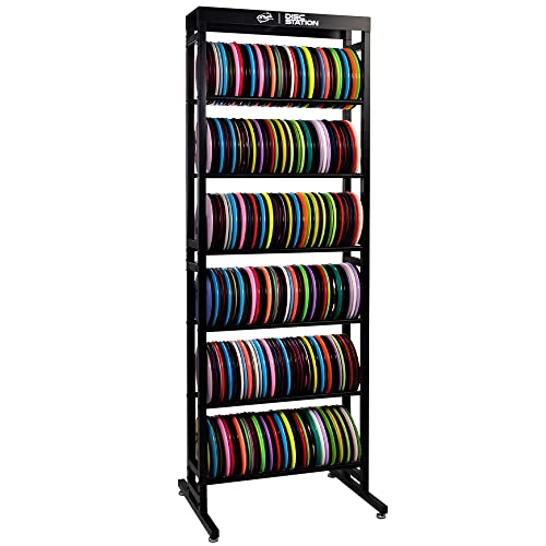 Black MVP Disc Sports Disc Storage Rack - 6 Shelf Heavy-Duty Disc Organizer