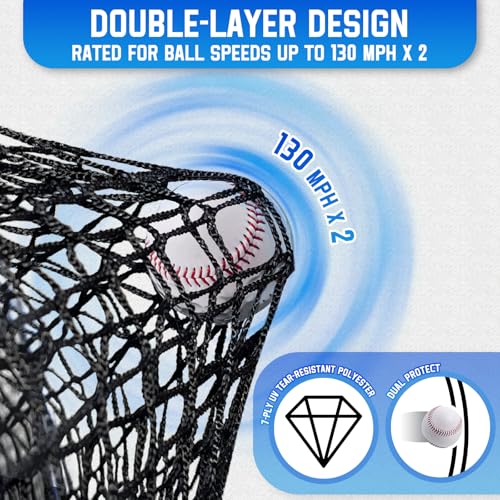 20x10x8 FT Batting Cage Net with Metal Frame for Baseball Softball Practice