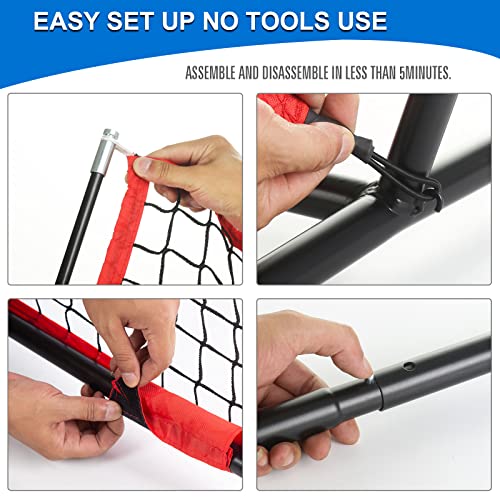 AOLIGEIJS 12x9Ft Red Heavy Duty Baseball Barrier Net Backstop for Sports