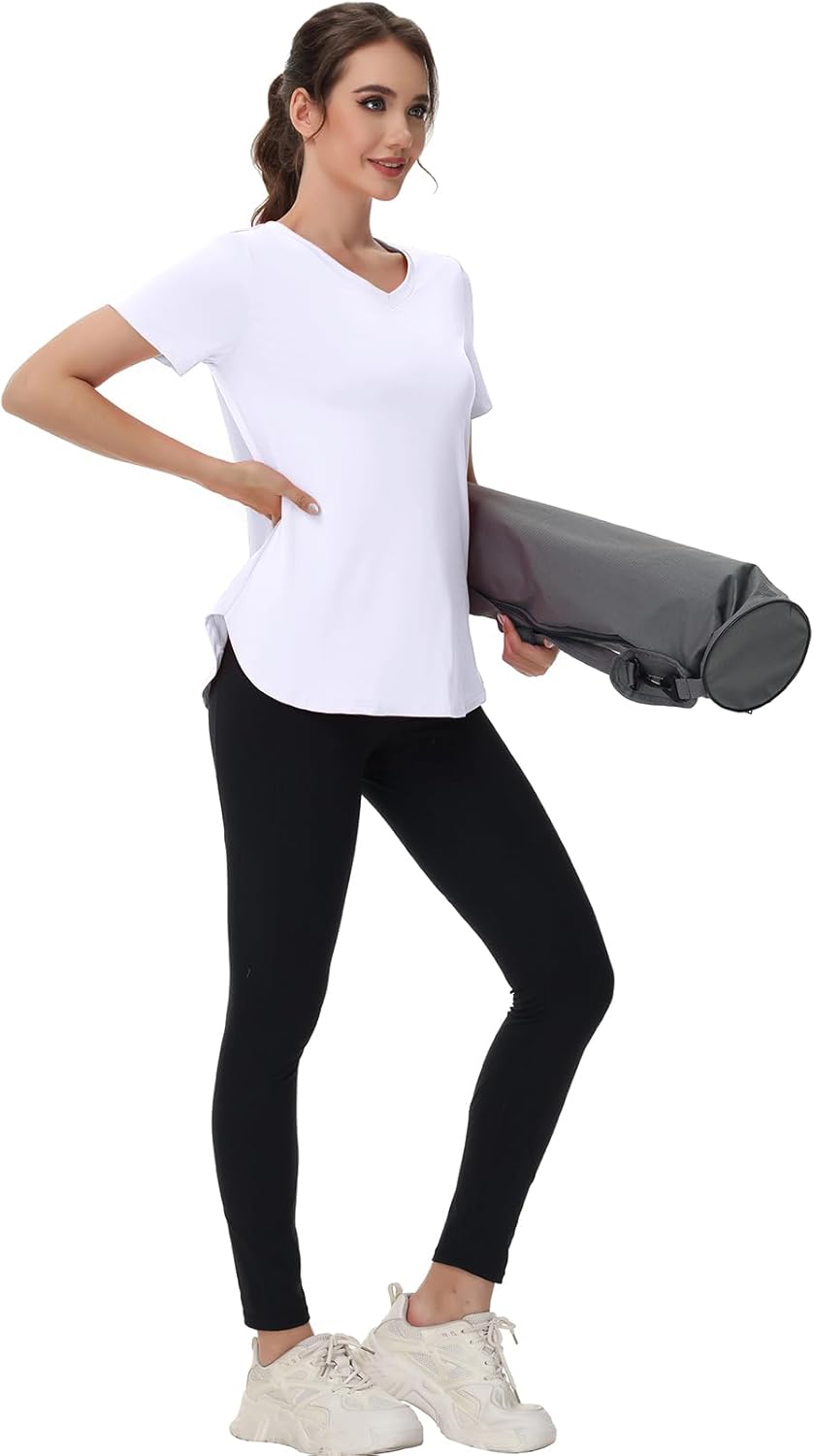 Skiennix Women's Workout Tops - Moisture-Wicking V-Neck Athletic Tee for Yoga & Gym | Short Sleeve