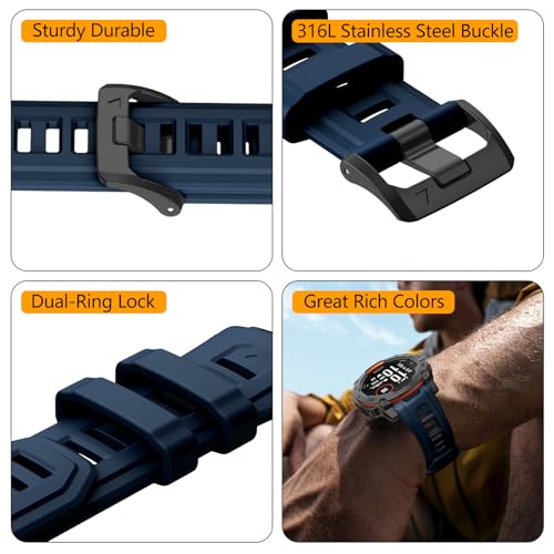 OVERSTEP Watch Bands Compatible with Instinct 3 Amoled Solar 50mm - Midnight Blue