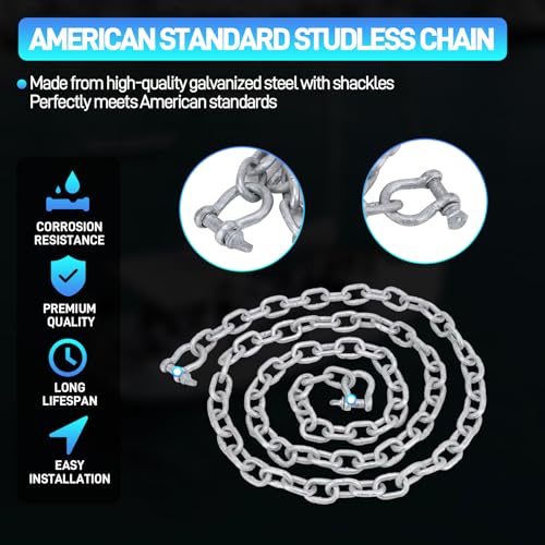 10LB Heavy Duty Boat Anchor Kit with Chain & Rope - Galvanized Marine Anchor
