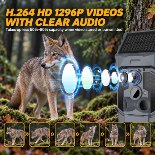 WOSPORTS 48MP WiFi Trail Camera with 7800mAh Solar Battery, 0.1s Trigger, Waterproof IP66, Supports 64GB SD Card