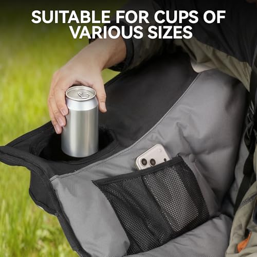 Huskfirm Double Camping Chair Black - 2 Person Low Seat with Cup Holders