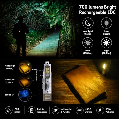 RovyVon E8 Dual Power UV Red White LED Flashlight with Sidelights (E8-Sidelight)