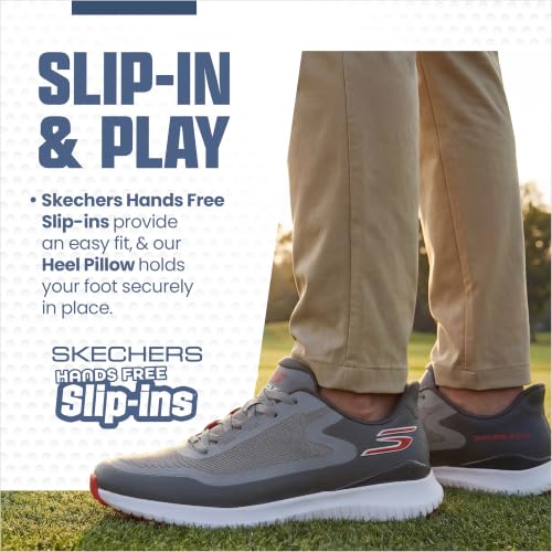 Skechers Men's Flight Slip-Ins Golf Shoe 10.5 Wide Grey - Water-Resistant, Breathable, Easy-On Design