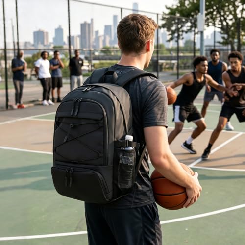 Large Sports Backpack with Ball & Shoe Compartments for Basketball, Soccer, Volleyball