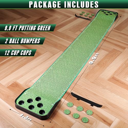 CHAMPKEY Indoor Golf Putting Green with Pong Game Lite Version - 9.9ft Practice & Social Fun