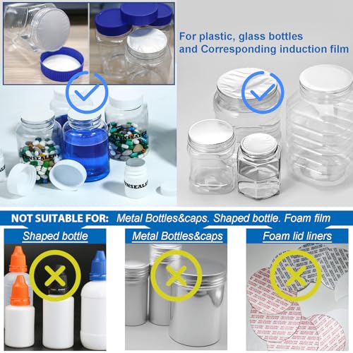 FUNSEALER Dual Voltage Induction Bottle Sealer for Plastic & Glass Bottles