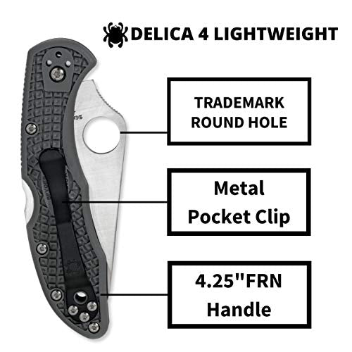 Spyderco Delica 4 Lightweight Folding Knife with Combo Edge - VG-10 Steel, FRN Handle