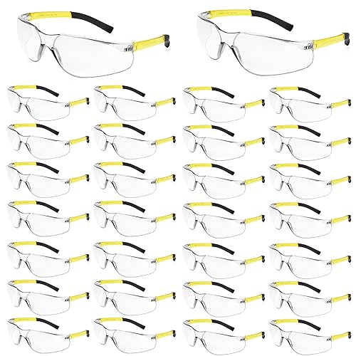 Bulk Safety Glasses for Men – ANSI Z87.1 Protective Eyewear, 30 Pairs – Clear/Gray Lenses, Salfboy