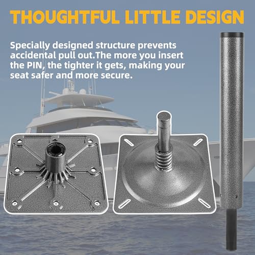 Marine Boat Seat Pedestal Mount Kit - Adjustable 3/4" Pin & 7x7 Base Plate