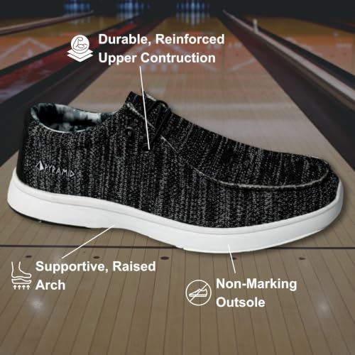 Pyramid Men’s Path Lite 'Hey Bro' Bowling Shoes Midnight Static - Lightweight, Breathable Knit, Athletic Fit, Slip-On