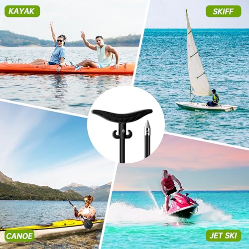 12.3 Ft Black Fiberglass Shallow Water Anchor Pole with T-Handle for Kayaks & Boats