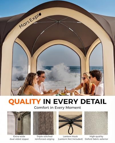 Pop Up House Room Tent Canopy Sun Shade Shelter 10x10 Ft Brown - Portable Outdoor Gazebo
