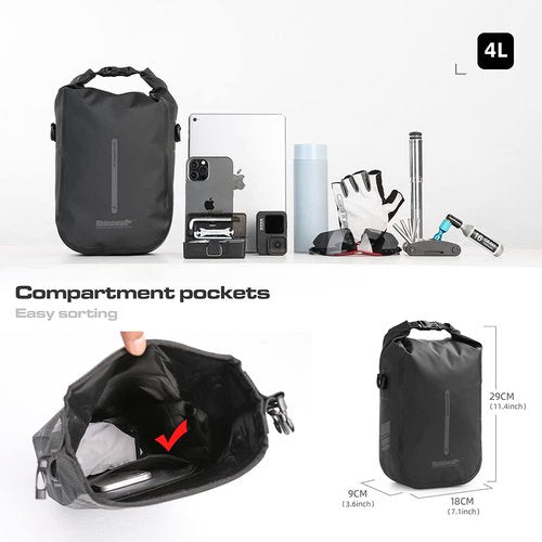Rhinowalk Bike Front Fork Bag Waterproof Bike Pannier Bag Saddle Bag Shoulder Bag 6L for E-Scooter Mountain Bike Accessories
