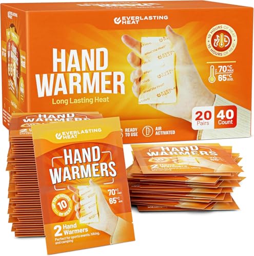 40 Pack Hand Warmers - Up to 10 Hours of Long-Lasting Heat for Hands, Body & Feet - Easy Air Activation, Disposable, TSA Approved