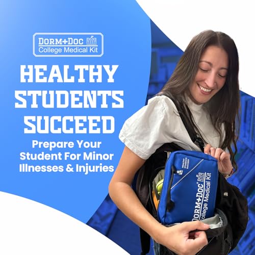 College 175-Piece Emergency First Aid Kit for Dorm Rooms - Blue