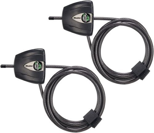 Master Lock Black Python Steel Cable Lock - Heavy Duty Anti-Theft Locking Cable for Trail Cameras & Kayaks | 2 Pack, 8417T
