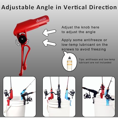 Adjustable Red Ice Fishing Bucket Rod Holder for Spinning Fishing - Durable & Cold-Resistant