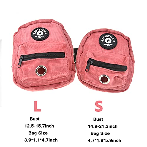 Dog Backpack Harness with Leash and Poop Bag Dispenser - Pink, Medium (10-15lb)