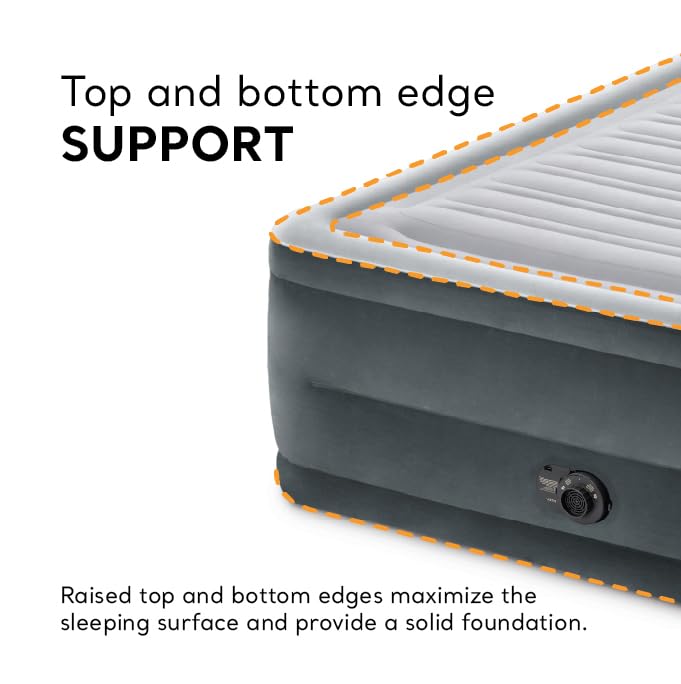 Intex Queen Size Dura-Beam Deluxe 18-Inch Air Mattress with Built-In Pump