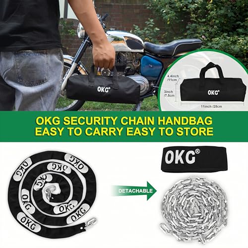OKG Heavy Duty 10ft x 5/16in (8mm) Silver Zinc Motorcycle Security Chain