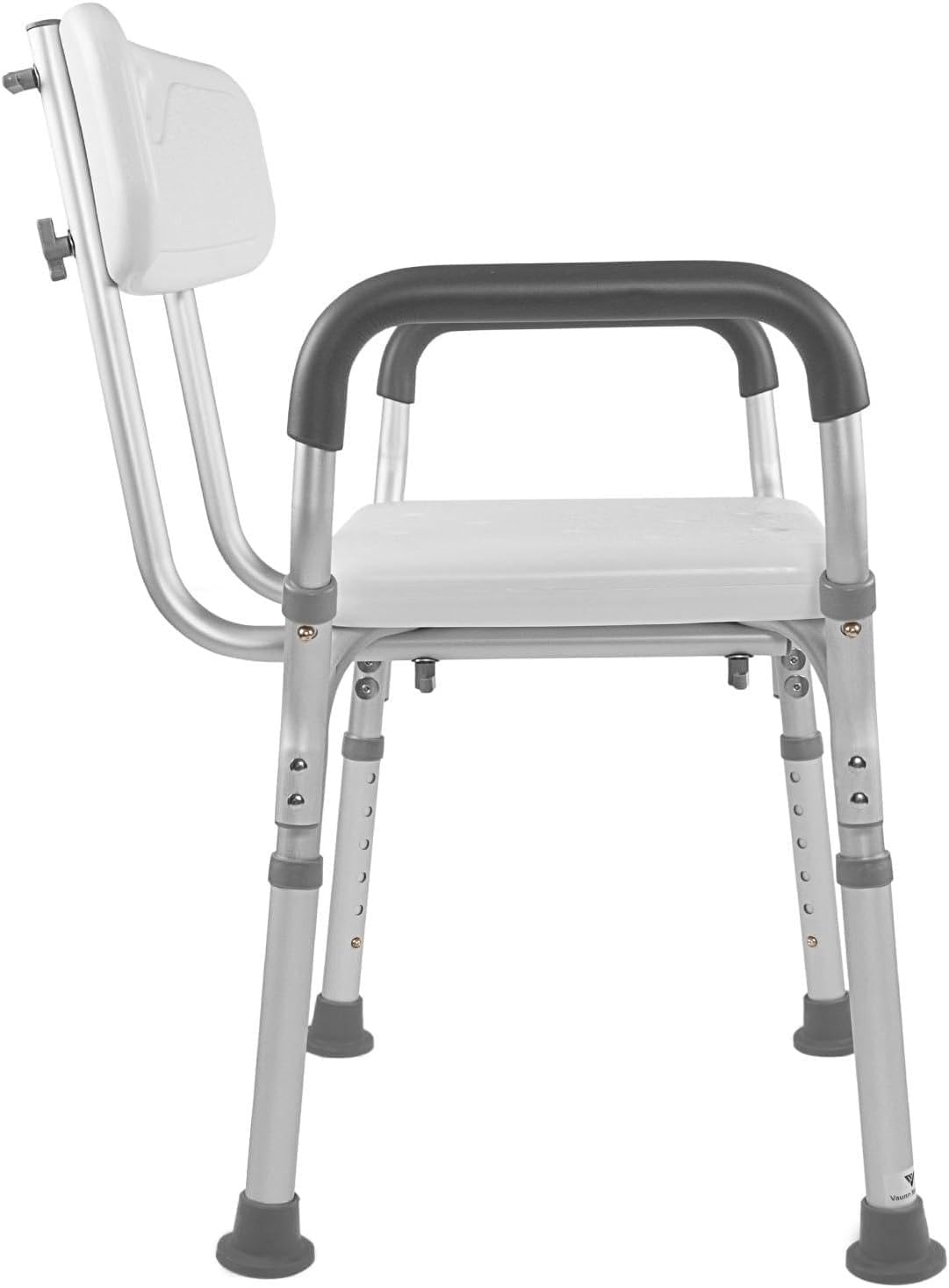 Vaunn Medical Deluxe Spa Shower Chair - Comfortable Bath Seat for Seniors | 350 lbs Capacity, White & Gray