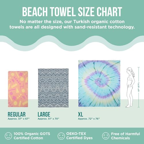 Sand Cloud Turkish Beach Towel - Extra Large Boho Turquoise, Quick Dry & Sand Resistant