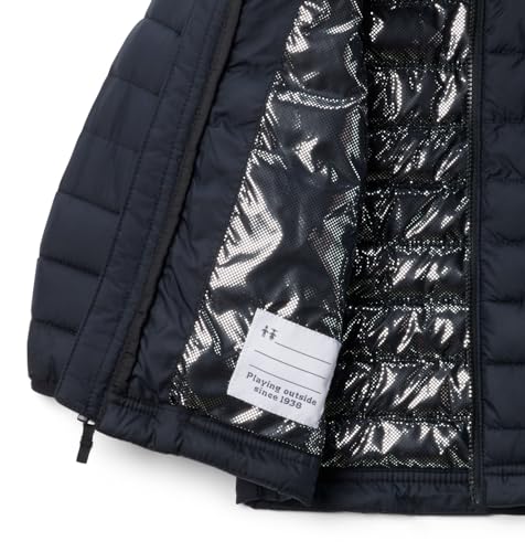 Kids Powder Lite II Hooded Jacket - Medium Black - Lightweight & Warm Columbia Outerwear
