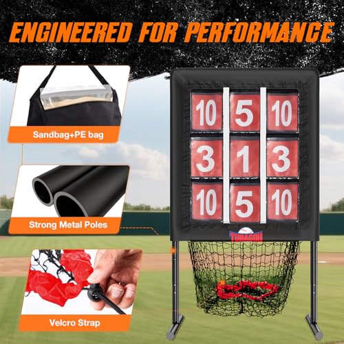 Adjustable Baseball Pitching Net with Strike Zone and Ball Collection Bag