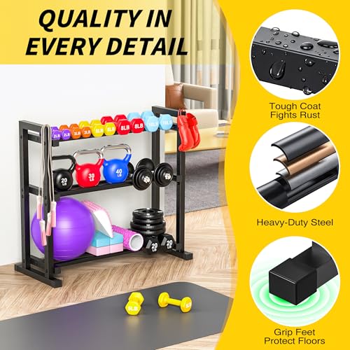 3-Tier Adjustable Dumbbell Rack for Home Gym Storage - Heavy Duty Steel