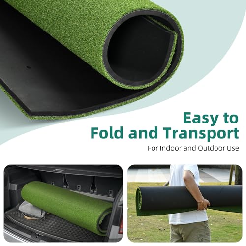 Shopsource 5×4ft Golf Hitting Mat, Anti-Slip Bottom Golf Mat for Indoor Outdoor, Artificial Turf Practice Mats with 9 PU Golf Balls+3 Rubber Tees+7 Tees, 21MM Training Mats