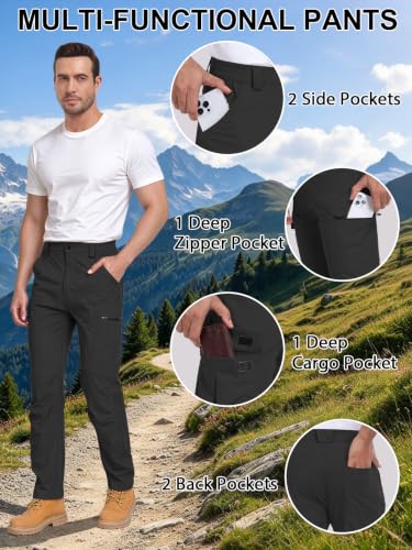 Men's Water Resistant Quick Dry Cargo Pants - Dark Grey 34 - Outdoor Hiking & Camping Apparel