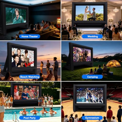 GYUEM 18 Feet Portable Inflatable Outdoor Indoor Projector Movie Screen - 18FT Variation