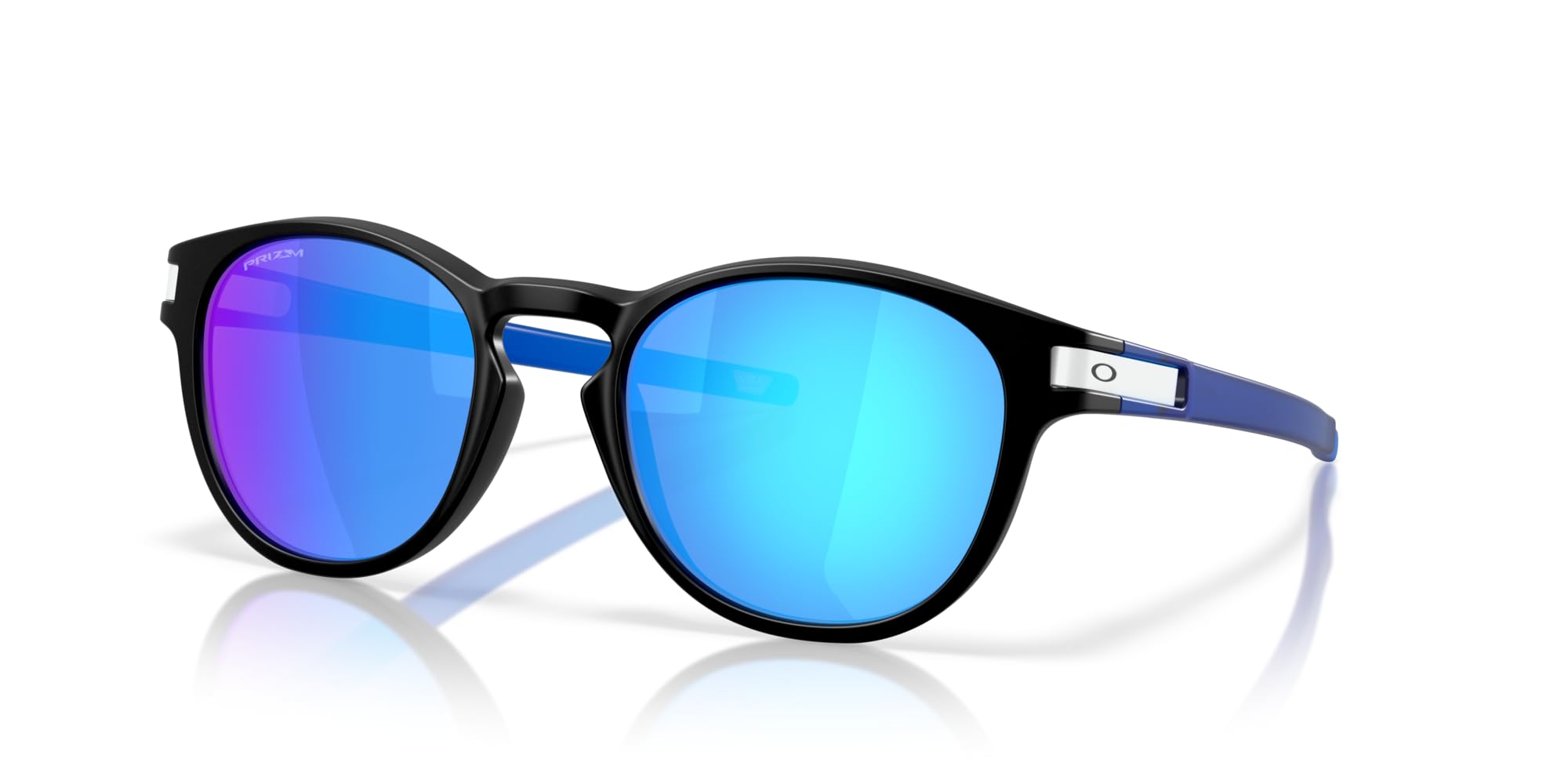 Oakley OO9349 Latch Low Bridge Fit Sunglasses, Matte Black/Prizm Sapphire, 53 mm