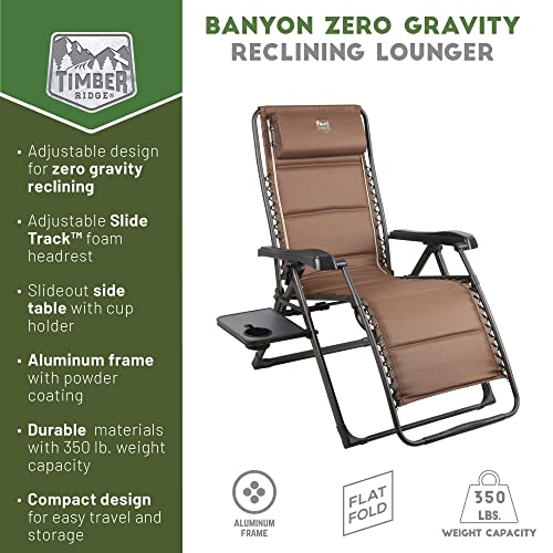 Zero Gravity Lounge Chair Folding Recliner with Cup Holder & Headrest - Brown 1 Pack