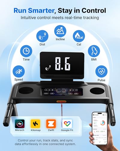 MERACH Foldable Treadmill 43x16 Inches - Home Gym, 300 LBS Capacity, Quiet Motor