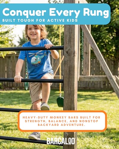Black 22 Inch Outdoor Monkey Bars Set of 6 for Kids Playgrounds - Barcaloo Variation