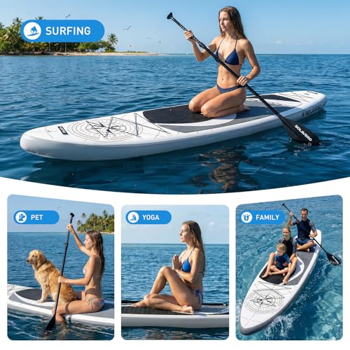 SOLAVERO 10'6" Inflatable Stand Up Paddle Board with Compass - Supports 450LB, All Skill Levels