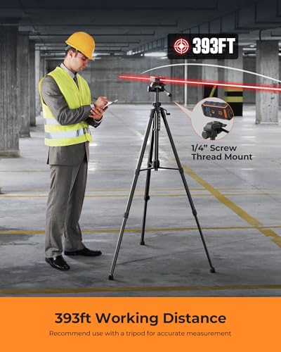 Laser Distance Meter 393Ft Dual Laser Measure with Backlit Display - Orange & Dark Blue