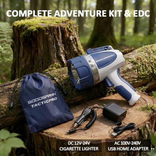 GOODSMANN 3000 Lumen Rechargeable LED Handheld Spotlight Waterproof Marine Searchlight